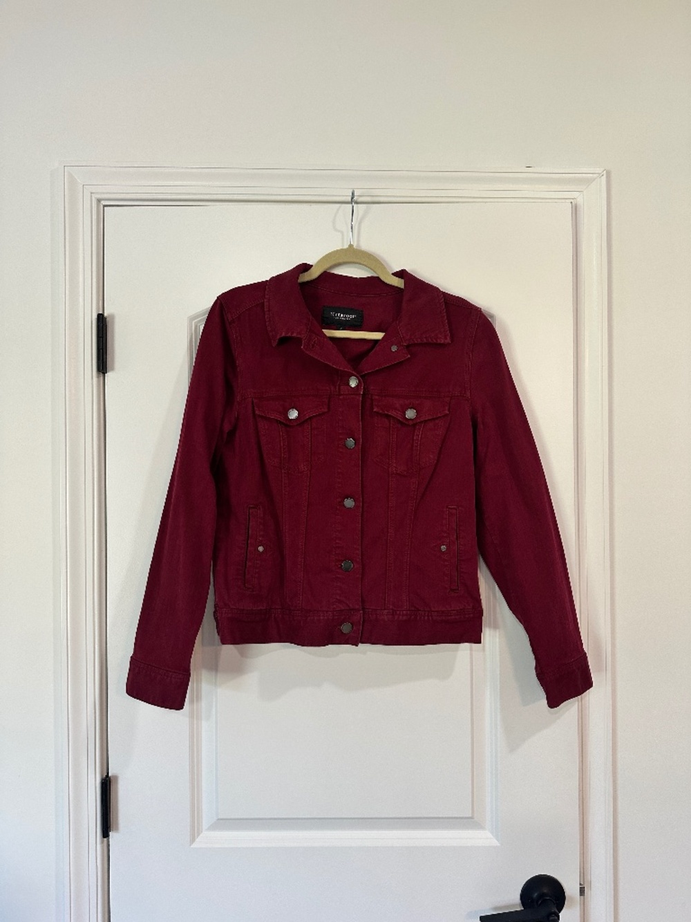 Liverpool Stretch Denim Jacket - Burgundy